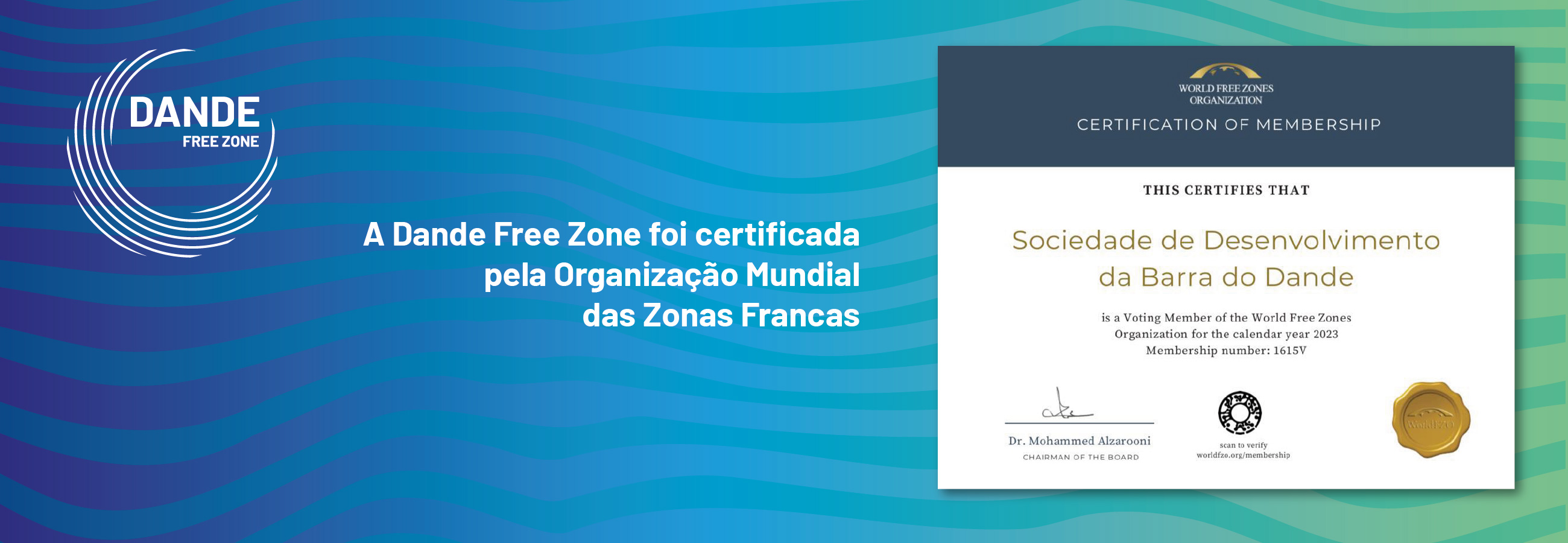 A Dande Free Zone foi certificada pela Organização Mundial das Zonas Francas